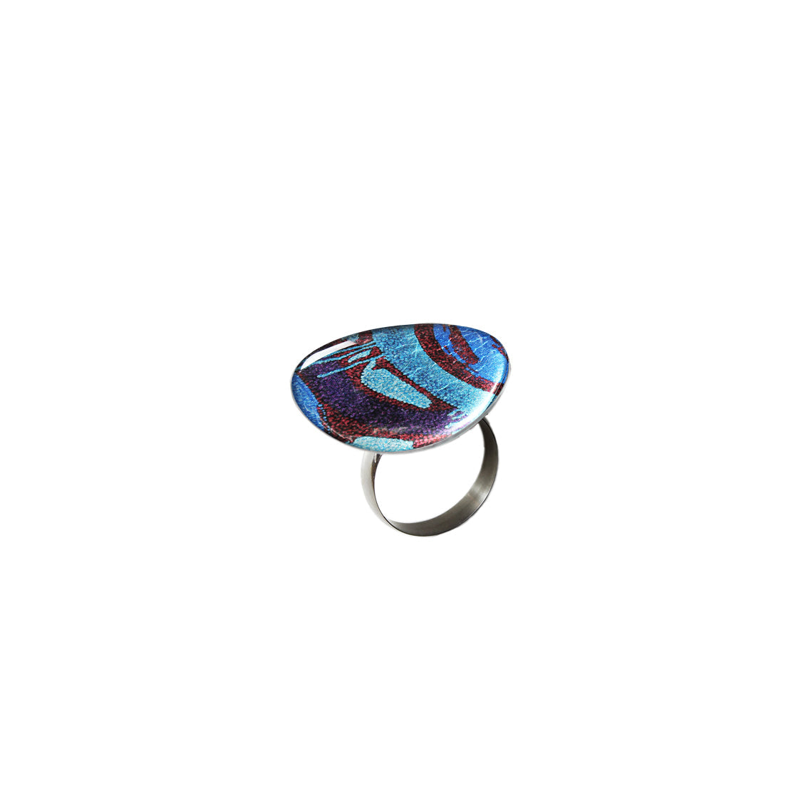 PAULINE EMU DREAMING BLUE STATEMENT ADJUSTABLE RING - SD287W – Mo Resin