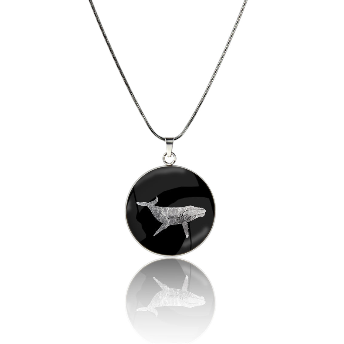 WHALES CIRCLE PENDANT ON A CHAIN NECKLACE - MFY167W – Mo Resin